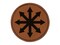 Chaos Symbol Arrows Pointing Out Round Iron-On Engraved Faux Leather Patch Applique - 2.5"